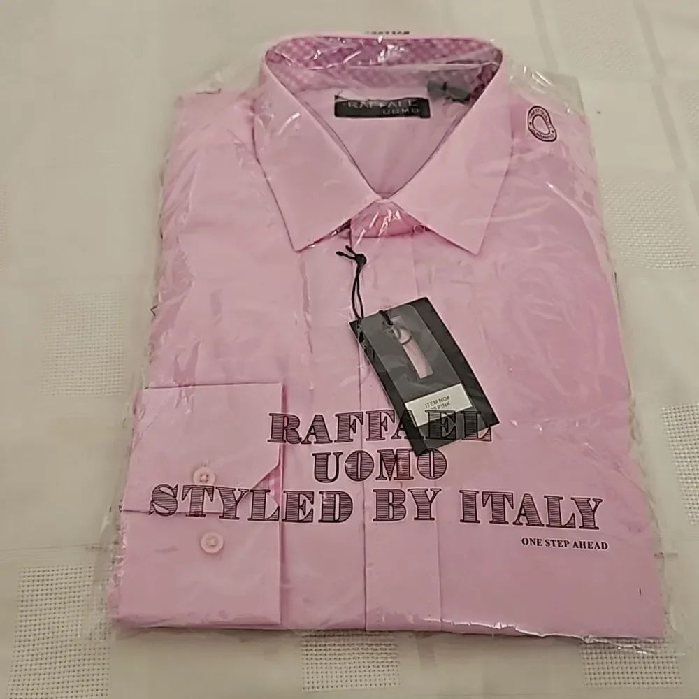 Raffael Uomo Men's Button-Down Long Sleeves Shirt Medium Pink
